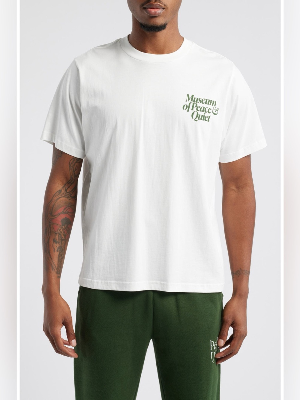 Museum of peace and Quiet Men's White Logo T‑Shirt